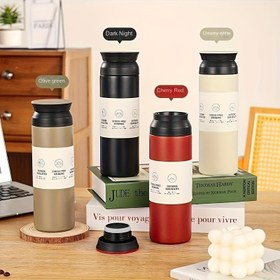 Resim 500ml/17oz Vakumlu Yalıtımlı Mat Termos - Sızdırmaz Kapaklı, İçecekleri Saatlerce Sıcak/Soya Koruyan, Kahve, Çay, Ofis, Spor Salonu, Kamp için Şık Seyahat Bardağı - Doğum Günü/Mezuniyet Hediyesi (500ml), Dayanıklı Paslanmaz Çelik 