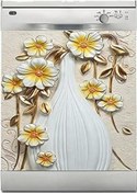 Resim Makinesi Sticker Kaplama Beyaz Eşya Kaplama Altın Çiçekler Vazo 