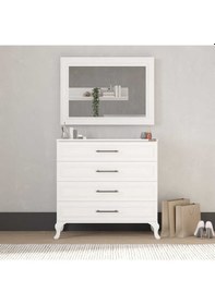 Resim Country Şifonyer Aynası - Mat Lake Beyaz 90x65x4 Cm Gxyxd 