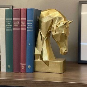 Resim Dekoratif Kitap Tutucu Kübit At Figürlü Biblo Gold 