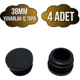 Resim Yuvarlak Demir Profil İç Tapa Geçme Plastik Ayak Geçme Koruma Plastiği 38mm 4 Adet Siyah Siyah 