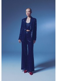 Resim Sateen Payetli Salaş Ceket - Lacivert-135347 Lacivert 