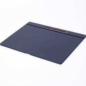 Resim Deri Kapaklı Masa Sümeni Lacivet Ahşap Detaylı 50x35cm 