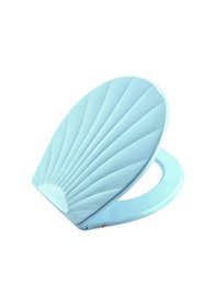 Resim Hassas İnce Detaylı Midye Deniz Kabuğu Desenli Wc Klozet Kapağı Mavi 