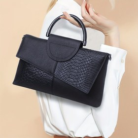 Resim Kadınlar için Lüks Siyah Timsah Desenli Çanta - Fermuarlı Şık Crossbody Çanta, Polyester Astar, Günlük Kullanım İçin Mükemmel, Günlük Lüks Çanta | Zarif Üst Sap | Sofistike Tasarım 