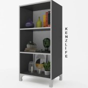 Resim Kenzlife kitaplık tuğçe 108*030*020 gri ayaklı mutfak dolabı banyo ofis ayakkabılık kiler 