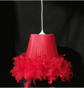 Resim TEKAY AYDINLATMA Kırmızı Tüylü Avize Çocuk Odası Yatak Odası Avizesi 