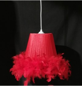 Resim TEKAY AYDINLATMA Kırmızı Tüylü Avize Çocuk Odası Yatak Odası Avizesi 