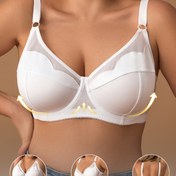 Resim Şık Büyük Beden Kadınlar için Ayarlanabilir Push-Up Sütyen, Alt Teli, Çiçek Desenli Dantel Kenar ve File Paneller - Rahat Giyim İçin Nefes Alabilir Konfor, Rahat İç Çamaşırı, Ayarlanabilir Askılar, Dolgu Yok Sütyen 