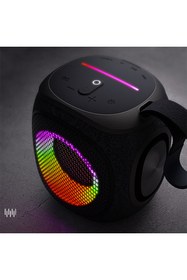 Resim Lenyes S864 Rgb Işıklı Taşınabilir Tws Bluetooth Speaker Hoparlör V5.3 Siyah 