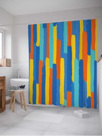 Resim Mahi Store Renkli Çizgiler Desenli Duş Perdesi / Banyo Perdesi Su Geçirmez 175 Cm X 175 Cm 