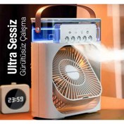 Resim Enshall Işıklı 600ml 5 Spreyli Vantilatör Buzlu Buharlı Mini Klima Mini Fan 