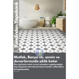 Resim Technojet Kendinden Yapışkanlı Karo Pvc Mutfak Banyo Tezgah Kaplama Sticker 6ADET 20CM×20CM 