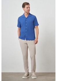 Resim Erkek Mavi Apaş Yaka Kısa Kol Gömlek 25ys004007300 Mavi Mavi 