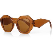 Resim Polo55 Nairobi Brown Geometrik Oversize Kadın Güneş Gözlüğü 