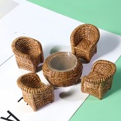 Resim 5'li Paket, Mikro Bambu Dokuma Mobilya Seti, Ev Dekorasyonu için Reçine El Sanatları Heykeli 