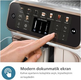 Resim Philips 20 Çeşit Sıcak ve Soğuk Kahve Hazırlayan Tam Otomatik Espresso Makinesi Lattego Süt Köpürtücü Sistemi Sessiz Çalışan Seramik Öğütücü Beyaz Roze Tasarım 
