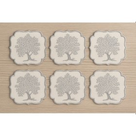 Resim Gri Meşe 6'lı Linen Keten Kahve Yanı Kokteyl Sunum Parti Peçetesi Gümüş 