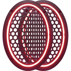 Resim SOUNDERS Neon Işıklı (6x9) Inç Kaliteli Plastik Hoparlör ve Midrange Kapağı - 2 Adet - Kırmızı 
