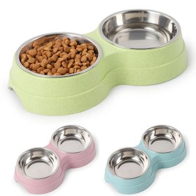 Resim Köpekler ve kediler için paslanmaz çelik çift pet kase - Kaymaz taban - Yiyecek ve su için mükemmel - Kolay temizlenebilir 