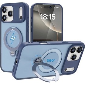 Resim Cloud011 İphone Uyumlu 17 Air İçin Lüks 360 Dönen Manyetik Kablocsuz Şarjlı Şok Emici Mat Kasa 