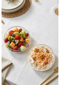 Resim Selen Concept Simge Model Küçük Boy El Yapımı Cam Salata Kasesi 2'li Set Şeffaf 