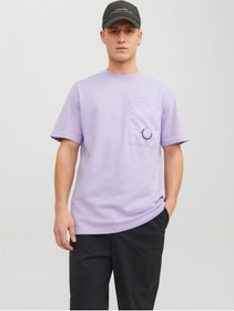 Resim Jack & Jones Jack&jones Water Overlay Erkek Mor Bisiklet Yaka Tişört 12235293-LVN Mor 
