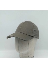 Resim Unisex Yırtık Detay Işlemeli Pamuklu Beyzbol Ayarlanabilir Kep Şapka 