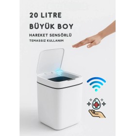 Resim AyrStore 20L Akıllı Sensörlü Çöp Kovası Uv Işık Koku Geçirmez Mutfak Banyo Ofis Için 