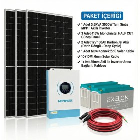 Resim Tsm Veratech Solar Enerji Bahçe Evi Paketi 3kva Inverter 1250W Güneş Paneli 300AH Jel Akü 