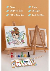Resim Sevimli Kuğular Temalı Çocuk Boyama Tuvali Şövaleli Eğitici Boyama Seti 20x20 Cm 
