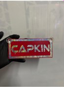 Resim Kırmızı Renk Üzeri Hologram Renk Çapkın Yazılı Vantuzlu Cam Süsü 