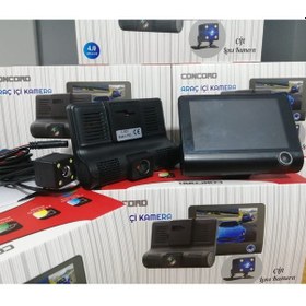 Resim Araç Içi Kamera 3 Kameralı Yol + Araç Içi+ Arka Hd Video Kayıt Mikrofonlu Türkçe C-657 