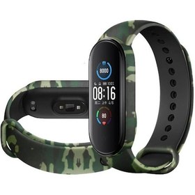 Resim Wozlo Xiaomi Mi Band 5 Mi Band 6 Kordon Kayış Kamuflaj Desen - Yeşil 