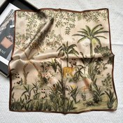 Resim Leopar & Flamingo Desenli Şık Kare Şal - Nefes Alabilen Polyester, Hayvan & Bitki Tasarımı, Geziler İçin Mükemmel, Makinede Yıkanabilir, Kare Şal 