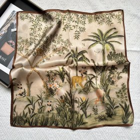 Resim Leopar & Flamingo Desenli Şık Kare Şal - Nefes Alabilen Polyester, Hayvan & Bitki Tasarımı, Geziler İçin Mükemmel, Makinede Yıkanabilir, Kare Şal 