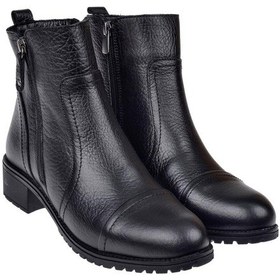 Resim Pullman Hakiki Deri Alçak Topuklu Kadın Bot Voy-7550 Siyah-Siyah 