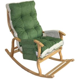 Resim Reyo Home Asos Lüks Çift Minderli Sallanan Sandalye Tv Koltuğu Yeşil/Krem 