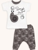 Resim bebizu Salyangoz Kabartmalı Espirili Baskılı T-shirt Ve Pantolon Yazlık 2'li Takım 
