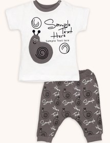 Resim bebizu Salyangoz Kabartmalı Espirili Baskılı T-shirt Ve Pantolon Yazlık 2'li Takım 