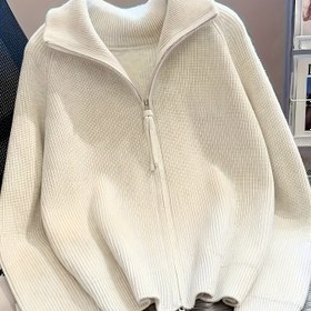 Resim Kadınlar için Esnek Kardigan Kazak - Yumuşak Kabartmalı Açık Ön Uzun Kollu Sonbahar Kış Mont, Makinede Yıkanabilir Bol Kesim Düz Renk Şıklık Koleksiyonu, Sevimli Kazak, Rahat Sonbahar Giyimi, Orta Doğu Tarzı, Konforlu Kışlık Giysi 