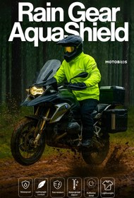 Resim Motobros AquaShild Motorcu Yağmurluğu Motosiklet Yağmurluğu Kayak Yürüyüş Su-Rüzgar Geçirmez Yağmurluk Takımı 