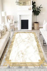 Resim Stone Cotton Şönil Kaymaz Tabanlı Yıkanabilir Antibakteriyel Dijital Baskı Halı Yolluk, ST-1085A-CTN-50X80 