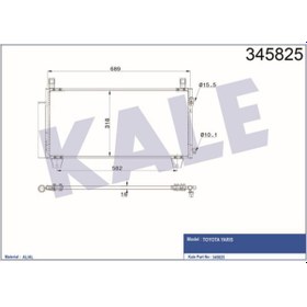 Resim KALE OTO Radyatör 345825 Klima Radyatörü Yaris 05- 1.3 16V 1.5 16V 1.8 16V 480X310X16 