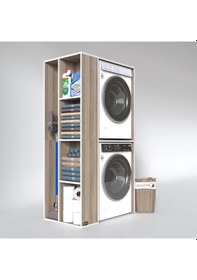 Resim Kenzlife Çamaşır-Kurutma Makinesi Dolabı Demyan Sol Crd 180*090*60 Banyo Kapaksız Arkalıksız Çok Renkli 