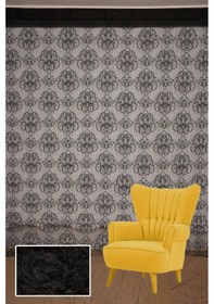 Resim Örümcek Model Siyah Renk İp Perde Hazır Düğmeleri Dikilmiş İp Perde 300 270 Cm Siyah 