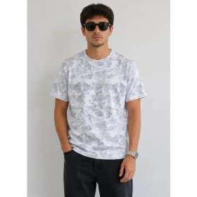 Resim Civetta Erkek Batik Desenli Tişört Bisiklet Yaka Kısa Kol Regular Fit T-Shirt - Gri 