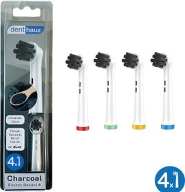 Resim Charcoal - Ekstra Beyazlık Oral-b Uyumlu Diş Fırçası Başlığı - 4 Adet Yedek Başlık 