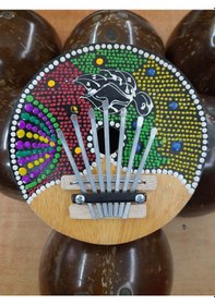 Resim Hindistan Cevizinden El Yapımı Mini Parmak Piyano Kalimba 7 Nota 