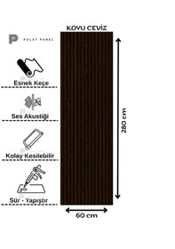 Resim Esnek Keçeli Slim Duvar Paneli 600cm Koyu Ceviz 